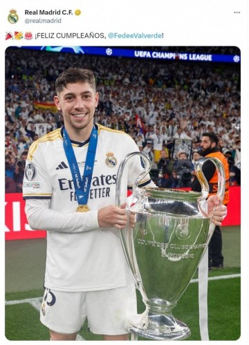 皇马官方祝巴尔韦德27岁生日快乐,加盟至今出战323场斩获14冠